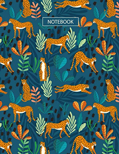 Notebook: Cheetah Print Composition Journal - 8.5 x 11 inches - 110 pages