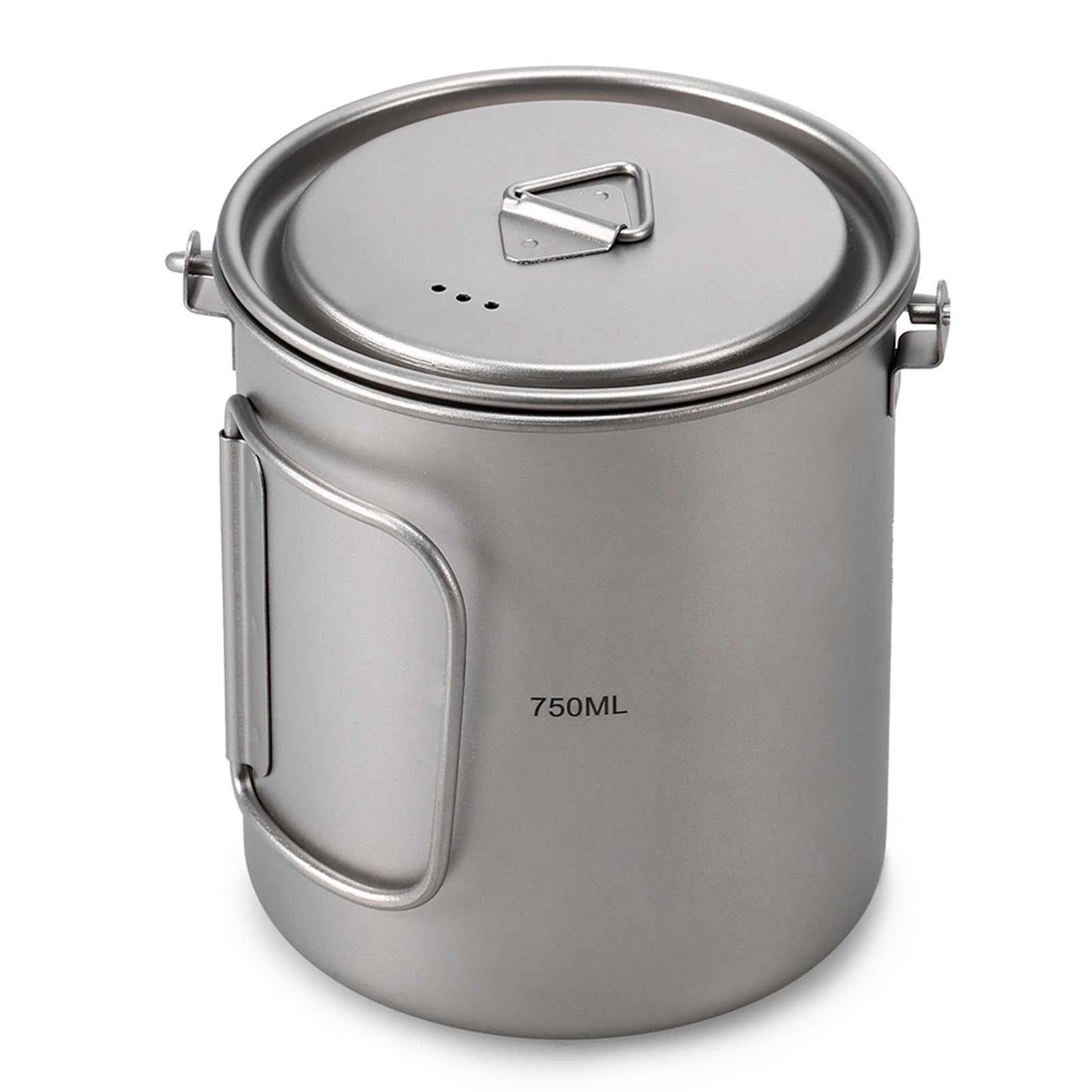 HUIOP Ultraleichter 750 ml Titan-Topf, tragbarer Titan-Wasserbecher mit Deckel und faltbarem Griff, Outdoor, Camping, Kochen, Picknick