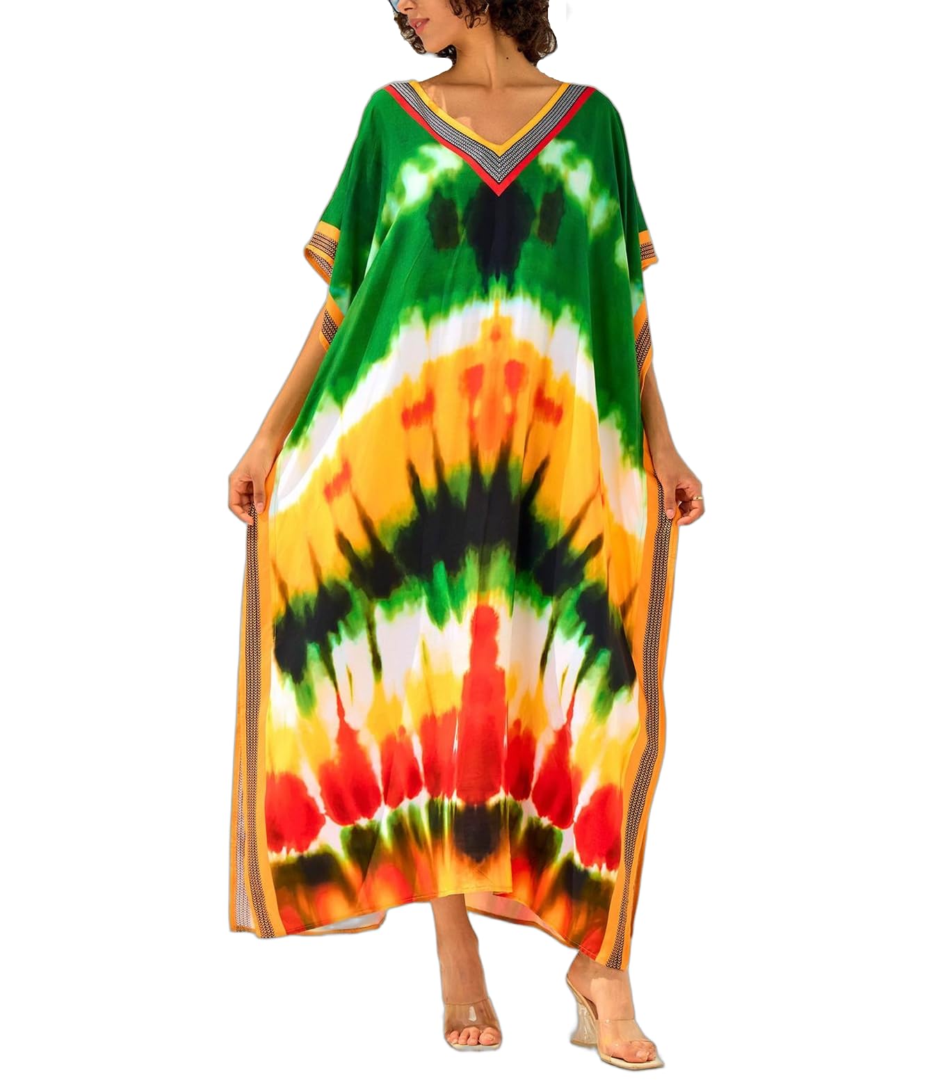 NFVNKJ Women's Plus Size Beach Lounge Kaftan Maxi Dress Swimsuit Coverup for Women