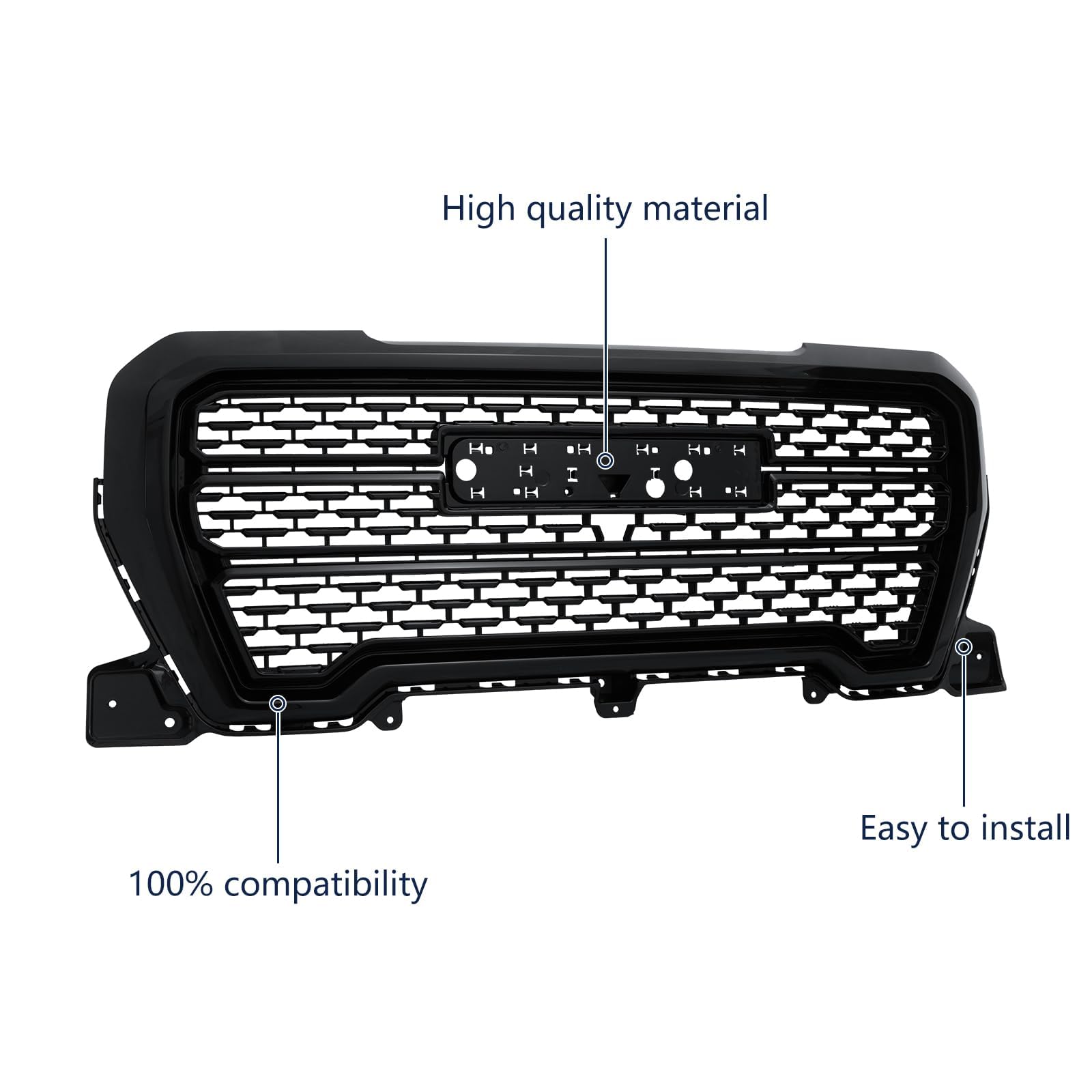 Snapklik.com : PENSUN Front Bumper Upper Grill For GMC Sierra 1500 2019 ...