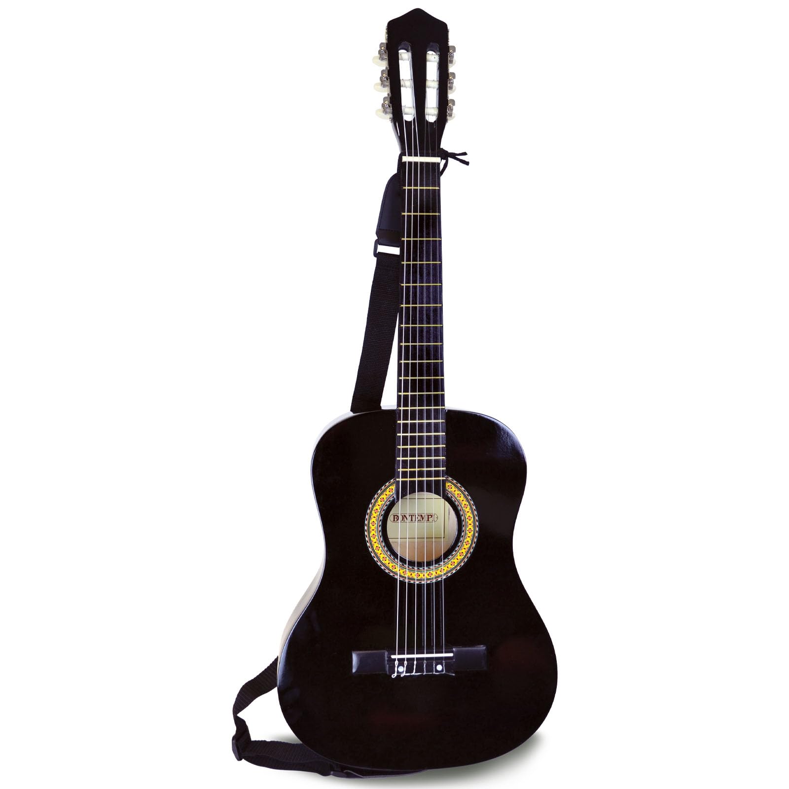 Bontempi 22 9210 - Klassische Holz Gitarre mit 6 Saiten, Schwarz, 92 cm