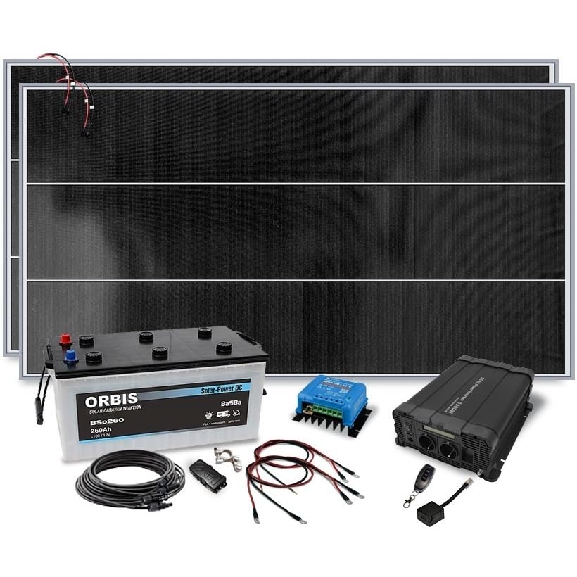 Insel Solaranlage PV-Anlage 1500W AC mit Panelen, Batterie, Victron Laderegler, Sinus Wechselrichter