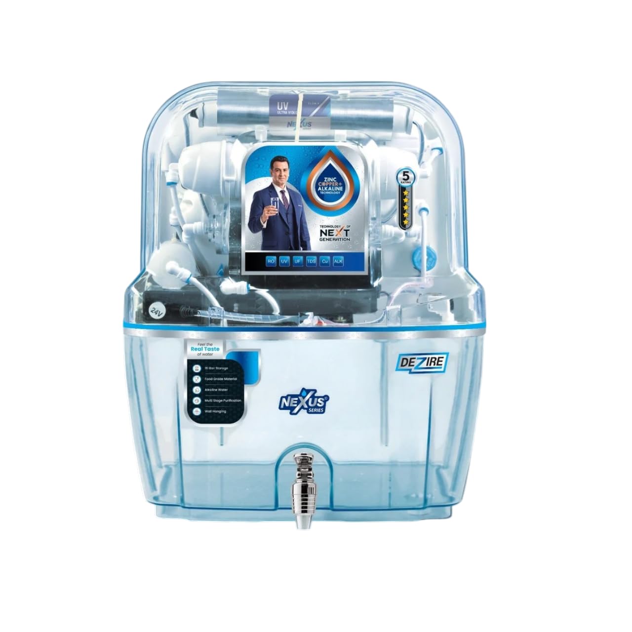 Nexuss Dezire 16L Copper RO Water Purifier with UV, UF, and TDS Controller | Multi-stage Filtration System with Magnesium and Zinc | Suitable for Homes and Offices-image-42