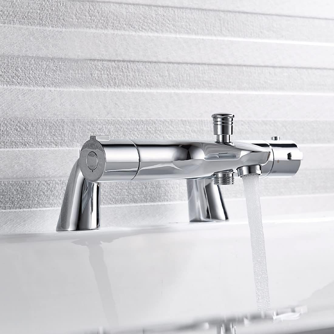 Thermostatic Bath Shower Mixer Taps,NewEast Modern Chrome Bathroom Bar Shower Value with Bath Filler Spout - Image 3
