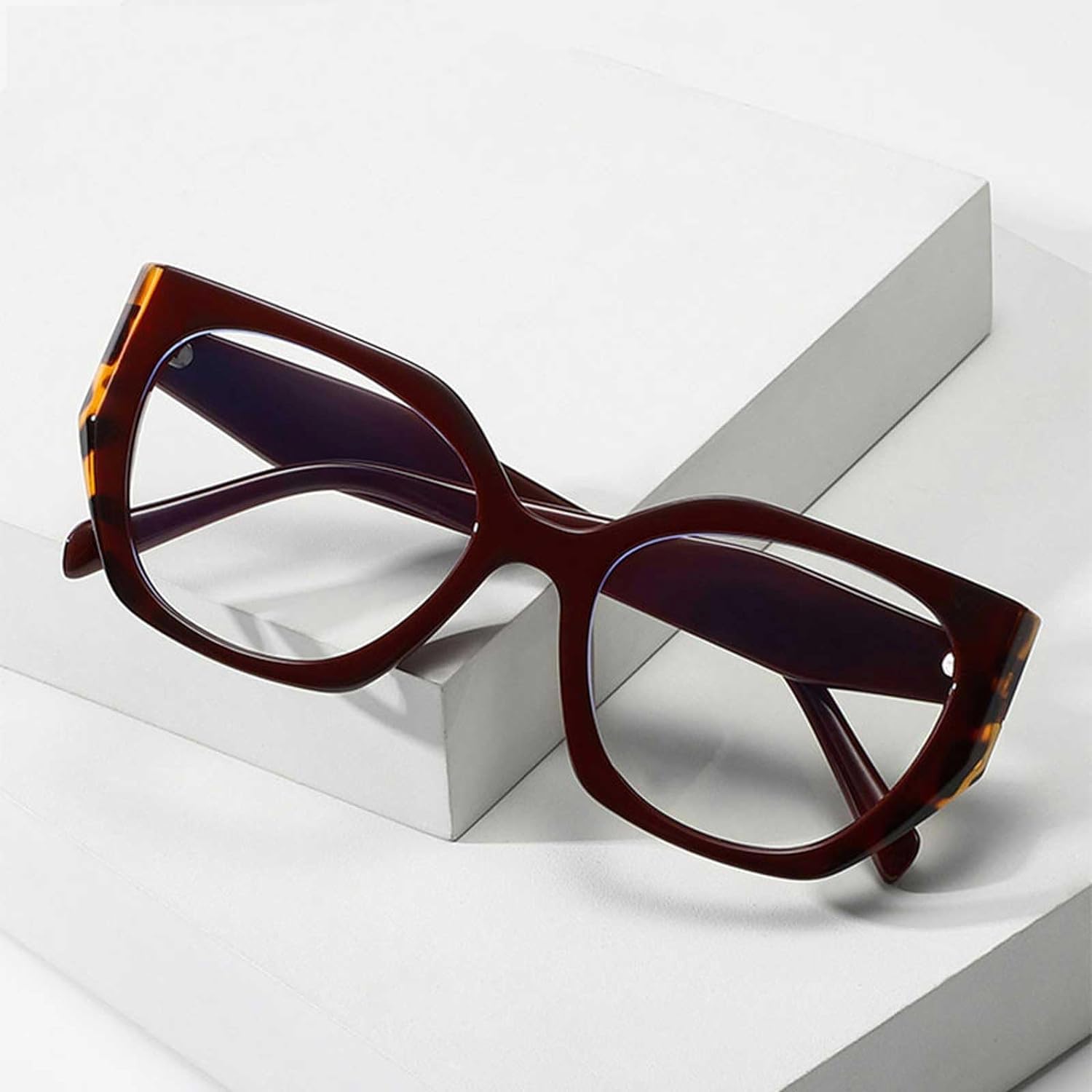 Montura de Gafas Retro, monturas de Gafas antiluz Azul para Hombre, monturas de Gafas de diseño Poligonal para Mujer, Montura de Gafas de Viaje