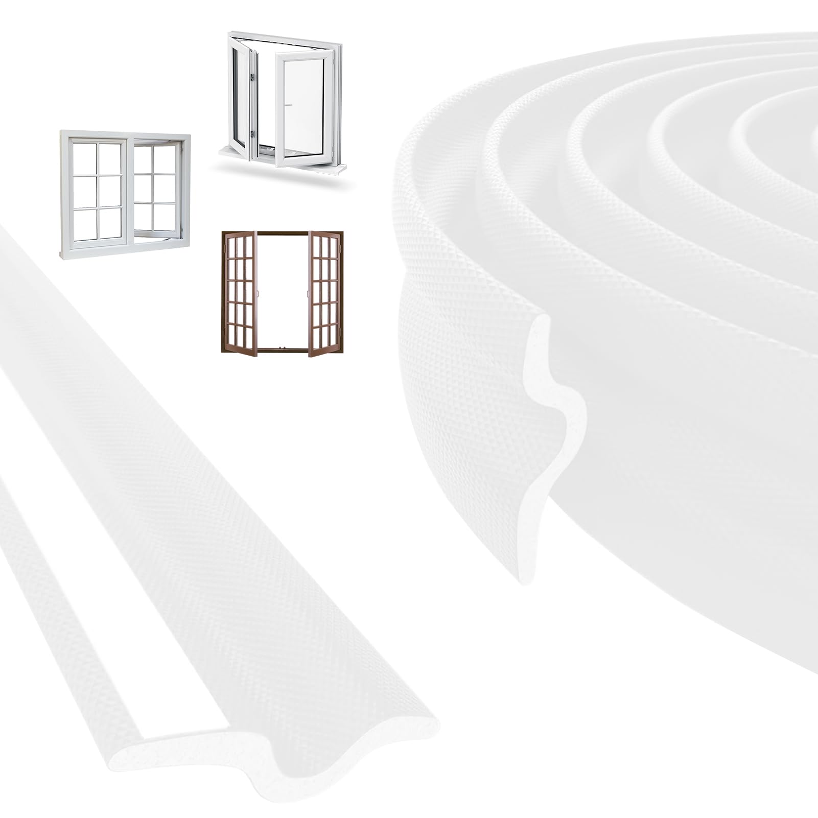 Draft Excluder for Windows 6M White T Shape Draft Blocker Self-Adhesive Weather Stripping Insect Proof Insulation Seal Strip Draught Excluder Sound Proofing Strip Door Frame Gap Filler Foam Tape