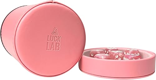 Miniatura 8 de Luck Lab Taza de dados de cuero rosa con tapa que incluye 6 dados de perlas a juego, interior de terciopelo rosa para agitación silenciosa, uso para