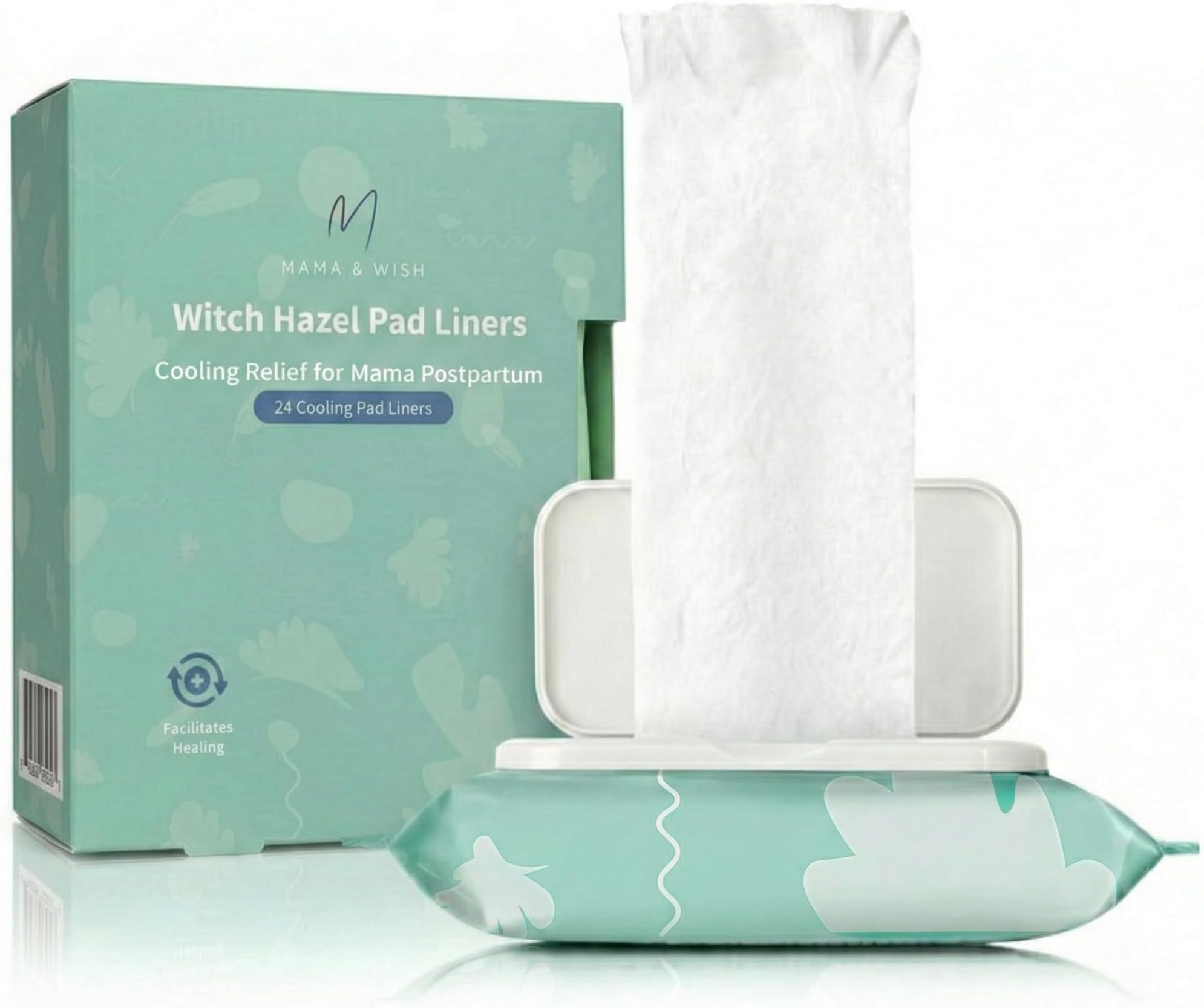 Mama & Wish Witch Hazel Pad Liners for Postpartum Care (24 Count) | Full-Leng...