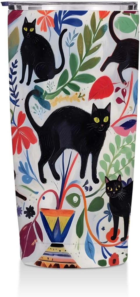 Cat Gifts for Women 20 oz Tumbler, Cats Stainless Steel Insulated Water Bottle, Cats Themed Insulated Travel Coffee Mugs, Cat Lover Gifts for Women Girls Mom Christmas Birthday Present