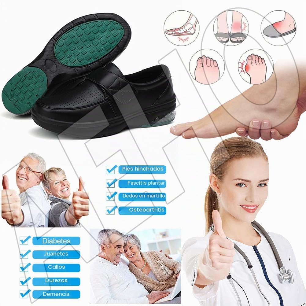 AEHO Zapatillas Cómodas Ancho Especial Cuero PU Zapatos ortopédicos Deportivos para Caminar para Mujer Zapatillas al Libre Zapatillas ortopédicas para Mujer,Negro,42/260mm