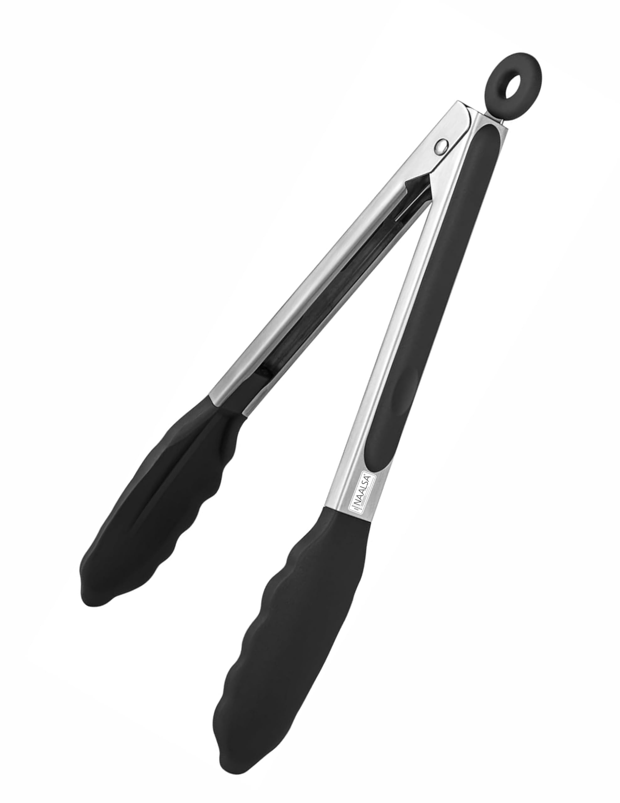 NAALSA Grab Silicone Food Tongs for Kitchen, Barbeque and Serving - 9 inch - 1 Year Warranty - FDA Approved Silicone, 315°C Heat-Resistant, Salad Tong, Serving Tong, BBQ Tong - Black-picture-29
