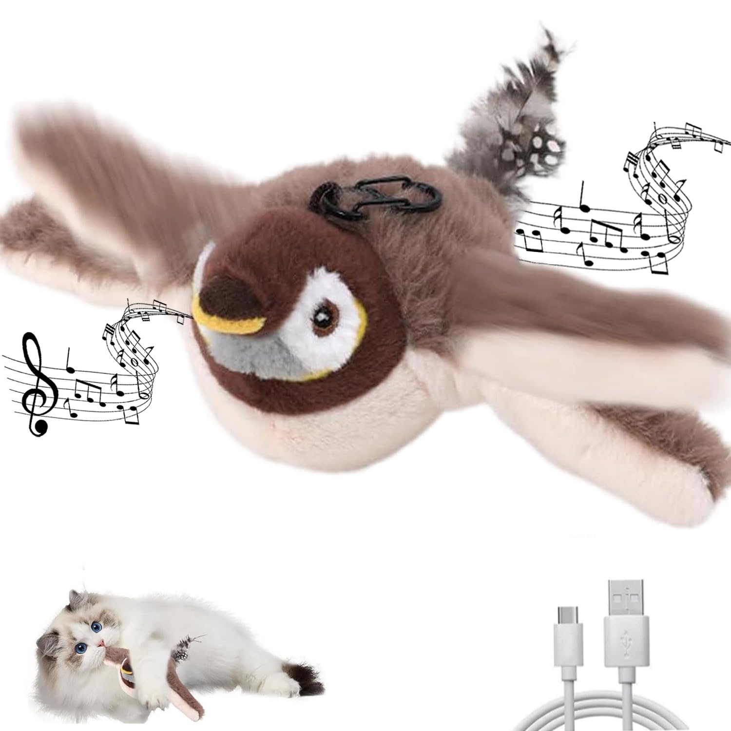 Katzenspielzeug Selbstbeschäftigung Elektrisch Interaktives Katzenspielzeug Vogel Berührungsaktiviertes Katzen Zubehör Intelligenz Aufladbares Katzen Spielzeug Katzenzubehör mit Katzenminze für Katze