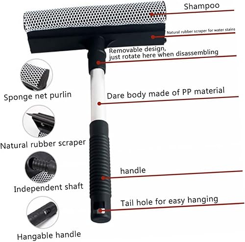 Miniatura 7 de LALAFINA Cepillo de ventana de doble cara, raspador de ducha, escobilla de limpiaparabrisas de espejo para coche, rascador de vidrio,