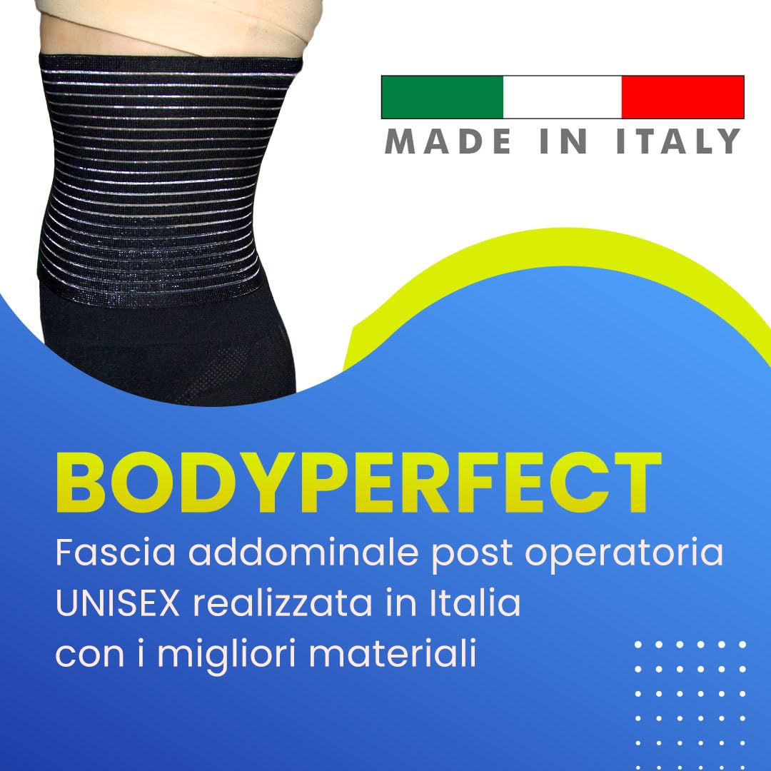 BODYPERFECT Fascia ernia ombelicale Pancera Post operatoria Cintura Post Parto Elasticizzata A Strappo Altezza 16 Cm Made in Italy (Bianco, L)