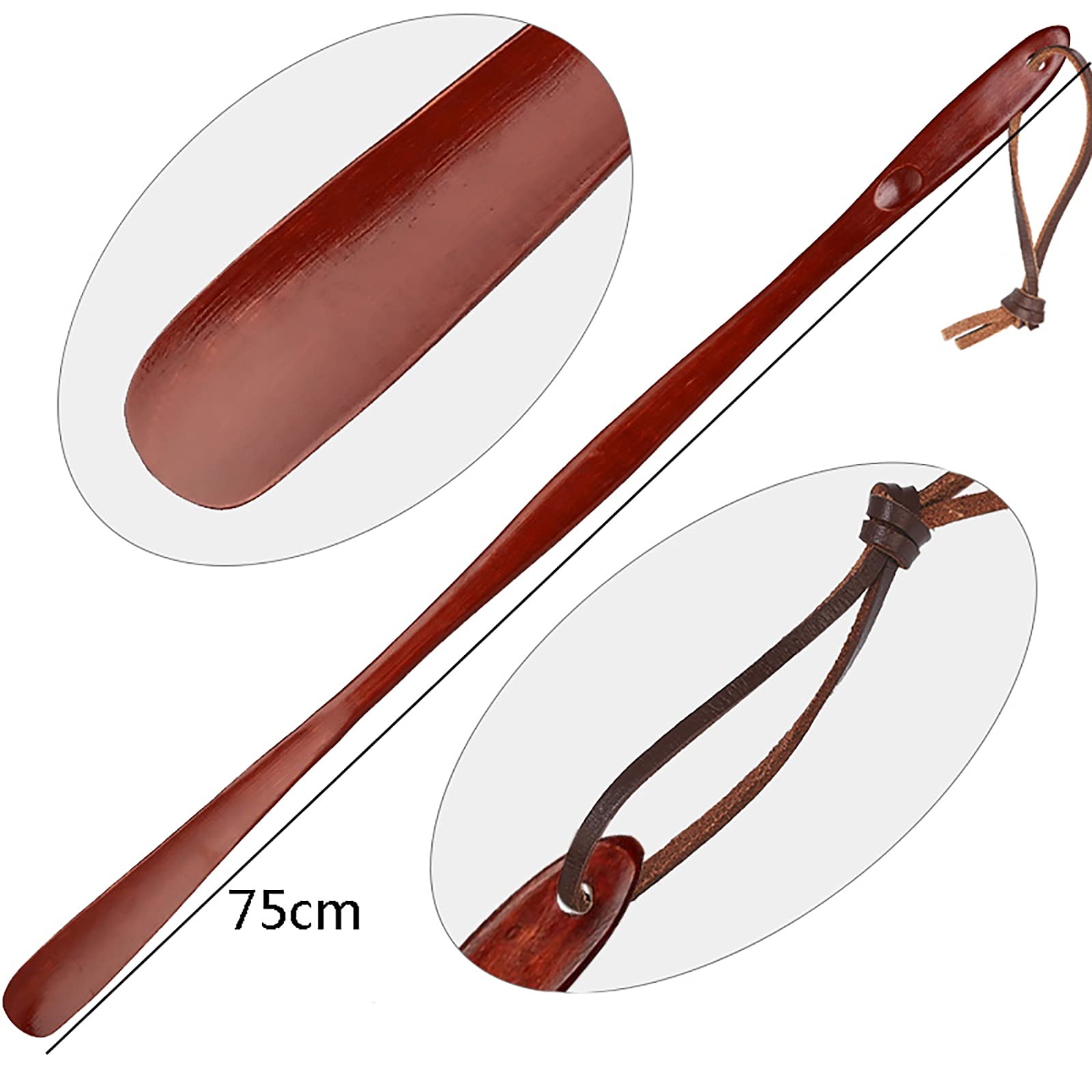 Calzador de mango largo, Calzador de madera, Calzador de madera con mango extralargo for botas y todos los zapatos(Brown)
