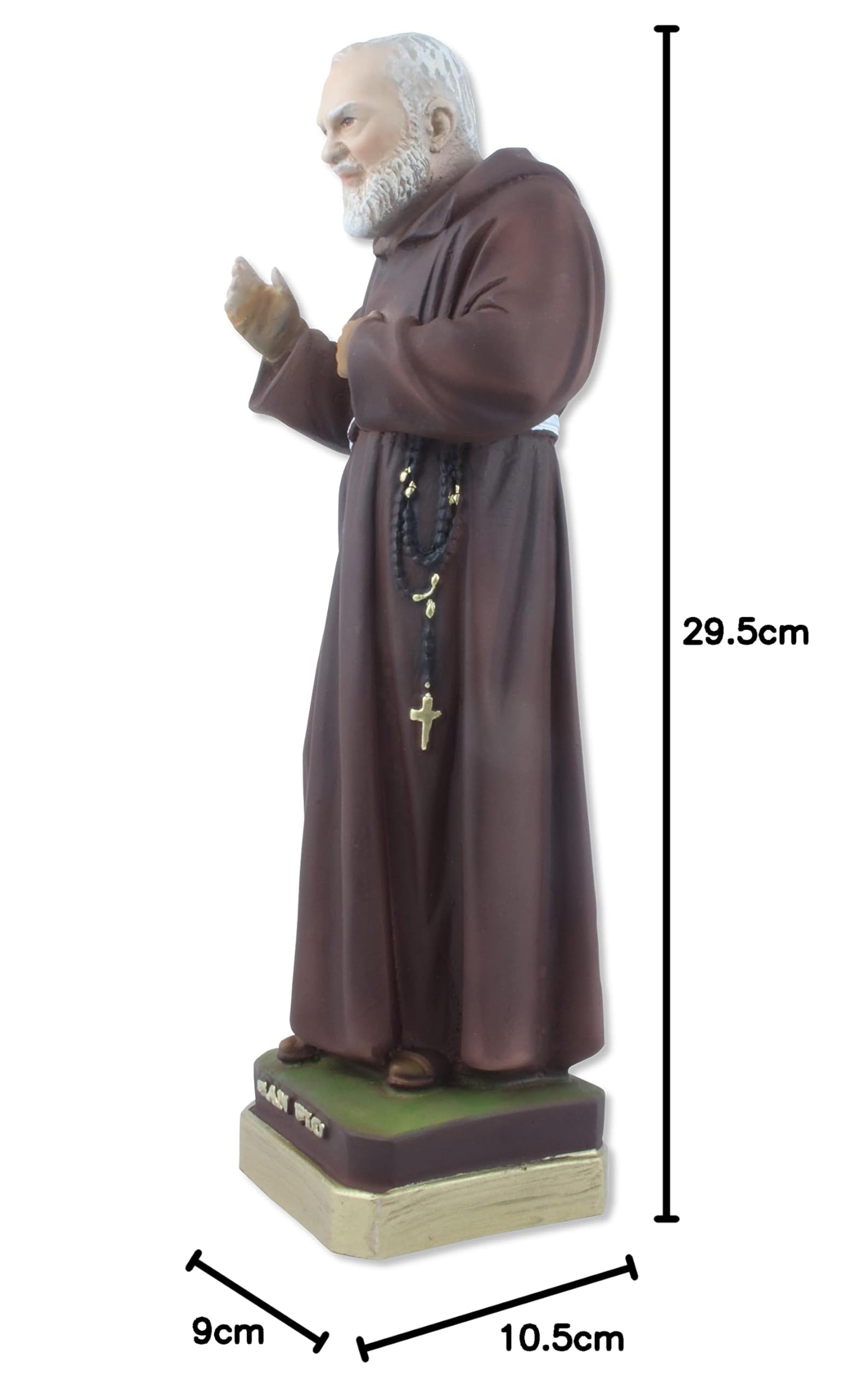 Statua San pio (Padre pio) di Pietrelcina in Resina cm 30 - Made in Italy