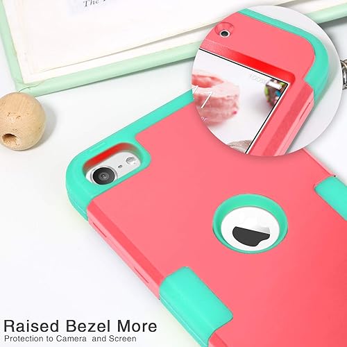 Miniatura 3 de IDweel Funda rígida para iPod Touch con 2 protectores de pantalla, 3 en 1 funda rígida de PC + silicona a prueba de golpes para niños, funda rígida