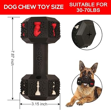 Dog Toys for Aggressive Chewers, Indestructible Dog Training Toys for Large and Small Dogs (Dumbbell Dog Toys, 6.2 Medium,Black)