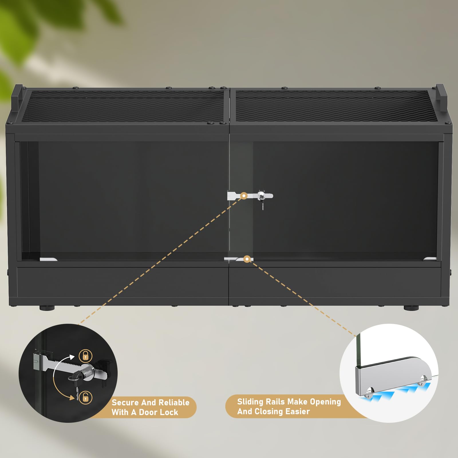 YBING Terrario per rettili da 20 galloni, serbatoio drago barbuto con porta in vetro, serbatoio per rettili con apertura frontale, 71,1 x 30,5 x 30,5 cm, struttura in metallo, habitat per gechi