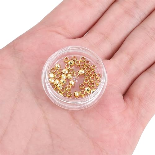 Miniatura 5 de Cuentas espaciadoras redondas láser chapadas en oro de 14 quilates, 0.118 x 0.118 in, 50 unidades para hacer joyas, no se deslustran