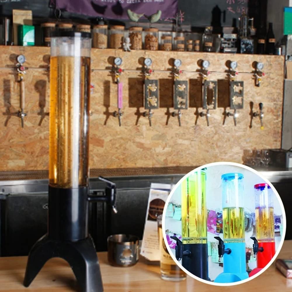 yasoe 1,5L Torre Dispensadora de Cerveza Grifo Integrado de Fácil Limpieza con Tubo de Hielo Dispensador de Torre Transparente de Bebidas - Negro