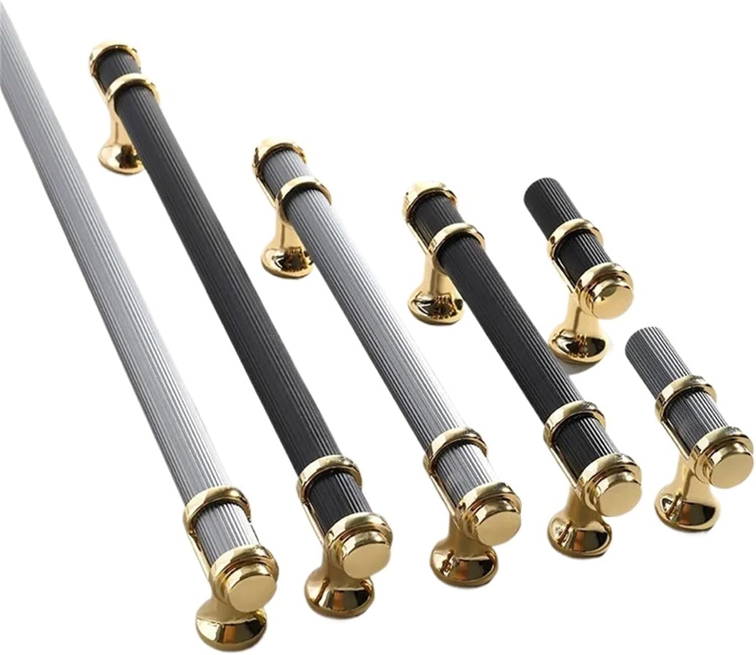 Aluminum Alloy Black Gold Door Handles Kitchen Cabinet Handles Drawer Wardrobe Door Pulls Furniture Hardware 2Pcs(7003black Gold 320mm)