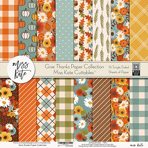 Pattern Paper Pack - Give Thanks - Thanksgiving - Scrapbook Premium Specialty Paper Single-Sided 12