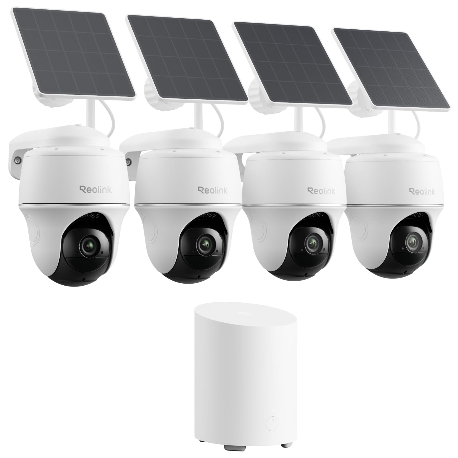 Reolink Home Hub Mini with 4X Argus PT Lite + Solar Panel Lite, 2K Solar Security System, AI Detection, Local Storage, Remote Access