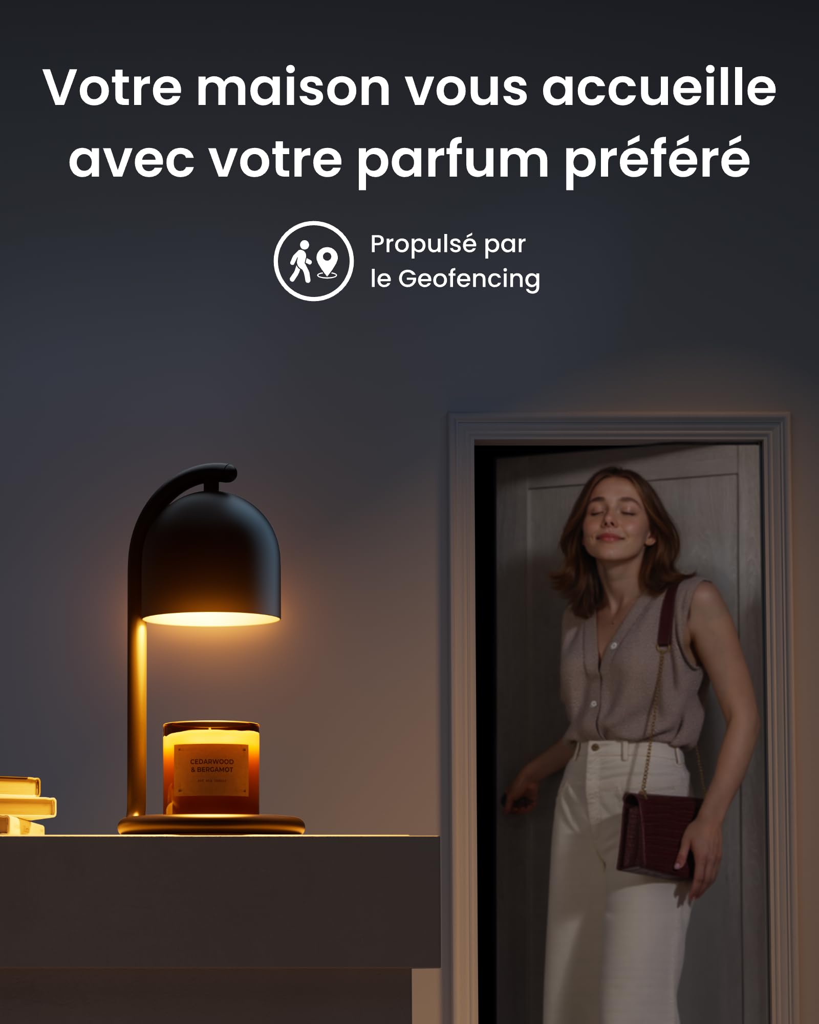 SwitchBot Lampe Chauffe Bougie Intelligente avec Minuterie et Variateur, Candle Warmer Lamp Compatible Matter pour Apple Home & Alexa, Lampe Bougie électrique pour Parfumées Maison, Chambre, Noir