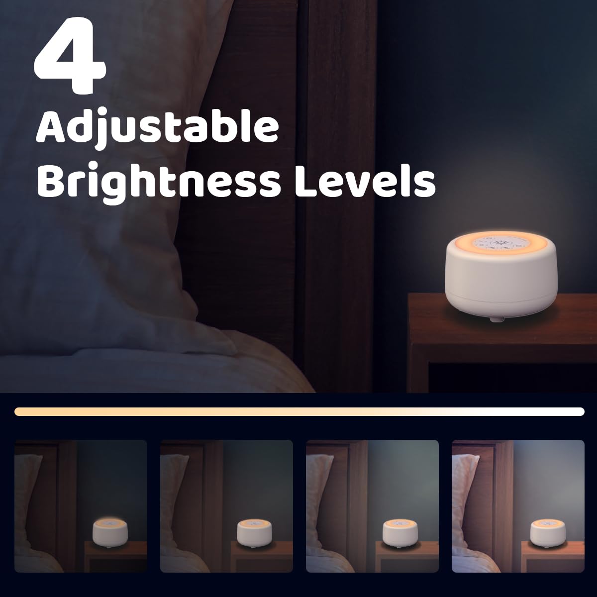 Sleepbox Geräuscharmes Gerät mit 25 beruhigenden Geräuschen und 10 Farben, warmes Nachtlicht, 4 Helligkeitsstufen, 32 Lautstärkestufen, 5 Timer und Memory-Funktion, für Babys, Kinder, Erwachsene,