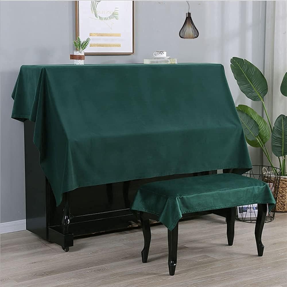Upright Piano Cover Set Fashion Dustproofing Cover Piano Cover Top Cover Electronic Piano Keyboard Cover Stool Cover Set, Fashionable Luxury Elegant Thick Dus(Black-Double chair cover 118*78cm