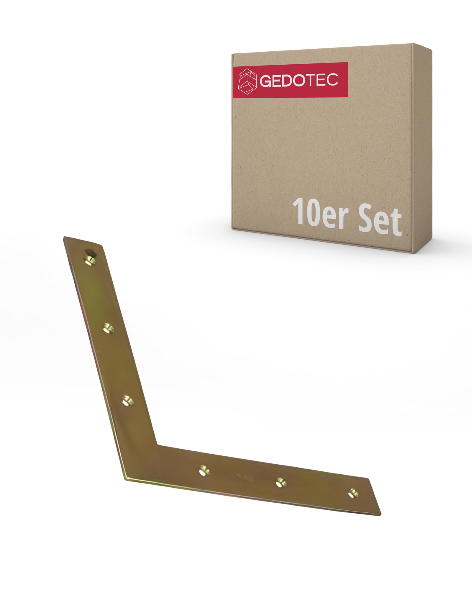 Gedotec esquinera pesada metal 90° | 10 piezas escuadra 300x300x2,5 mm | escuadra plana para unión y refuerzo | escuadra para muebles escuadra para construcción escuadra metálica plana escuadra metá