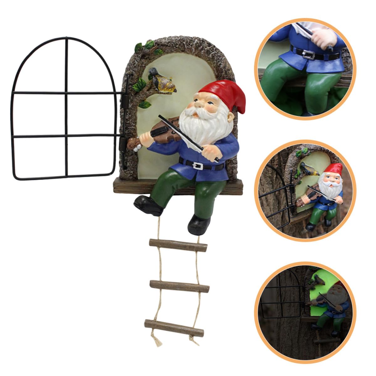 Kisangel Figurine de GNOME Musical en Résine Lumineuse, Décoration de Jardin Compacte, Statue Décorative de GNOME pour Pelouse, Ornement Artisanal Extérieur pour Terrasse et Balcon