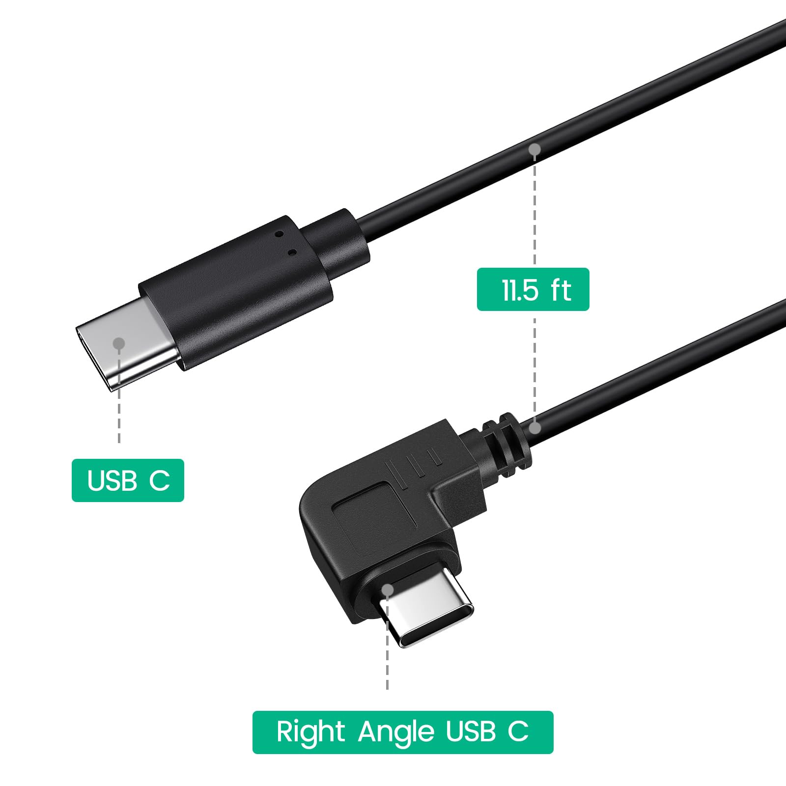 3,5 m langes Netzkabel für Redtiger Dashcam, USB-C-auf-USBC-Kabel für Red Tiger | Stromversorgung der Auto-Armaturenbrett-Kamera