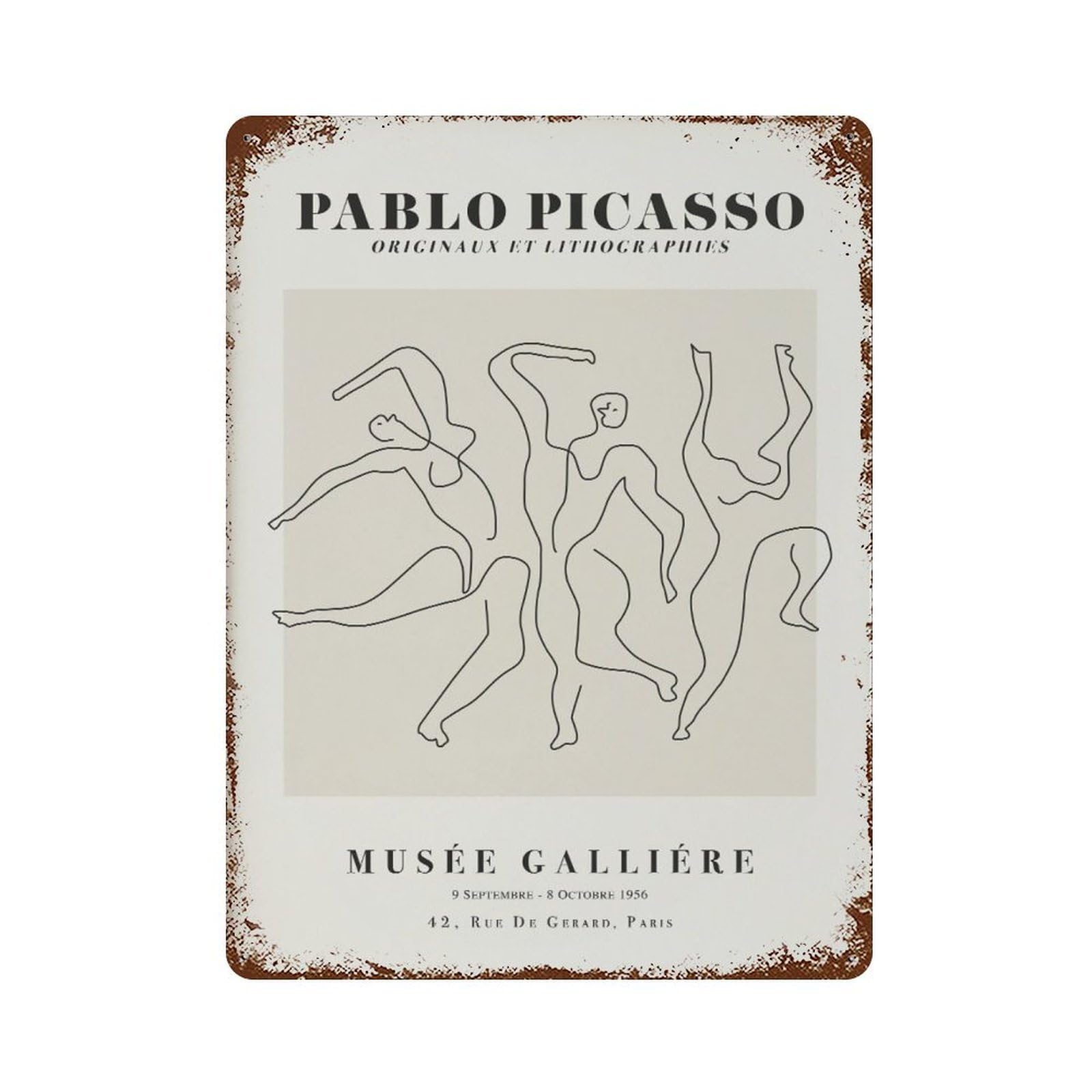 xiaoxiaoshen Pablo Picasso Dancers Minimalist Line Wall Decor Art Metal Tin Poster Modern Home Decor Art Home Bar Shop Decorations Vintage Sign 40x30cm