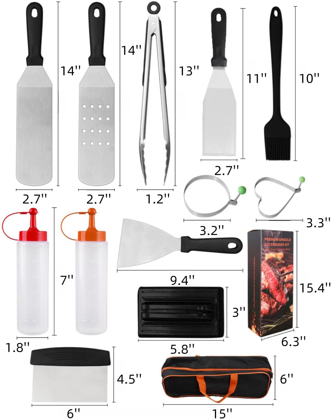 Portable Camping Kitchen Utensil Set-13 Piece Cookware Kit, Stainless Steel Outdoor Cooking and Grilling Utensil Organizer Travel Set for Travel, Picnics, RVs, Camping, BBQs, Parties