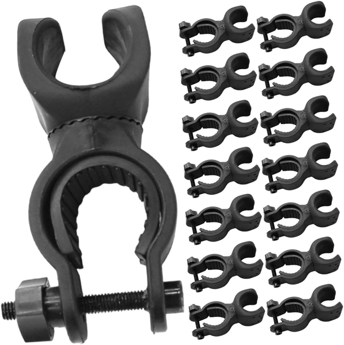 Operitacx 20pcs Cane Holder Clamp Bracket for Walkers Wheelchairs Mobility Scooters with Flashlight Mount, Universal Crutch Light Attachment for Senior Mobility Accessories