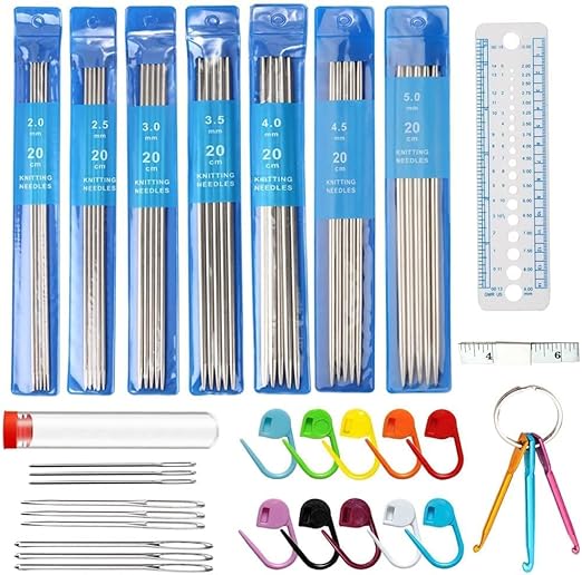 QOOSIKICC Double Pointed Knitting Needles Set, 20 cm Long Double Ended