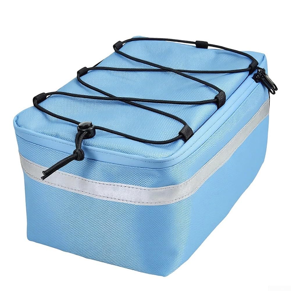 WheatThrive Bike Trunk Bag Polyester Rear Carrier Pack for Commuting Easy Install Straps 30x18x14cm(Blue)
