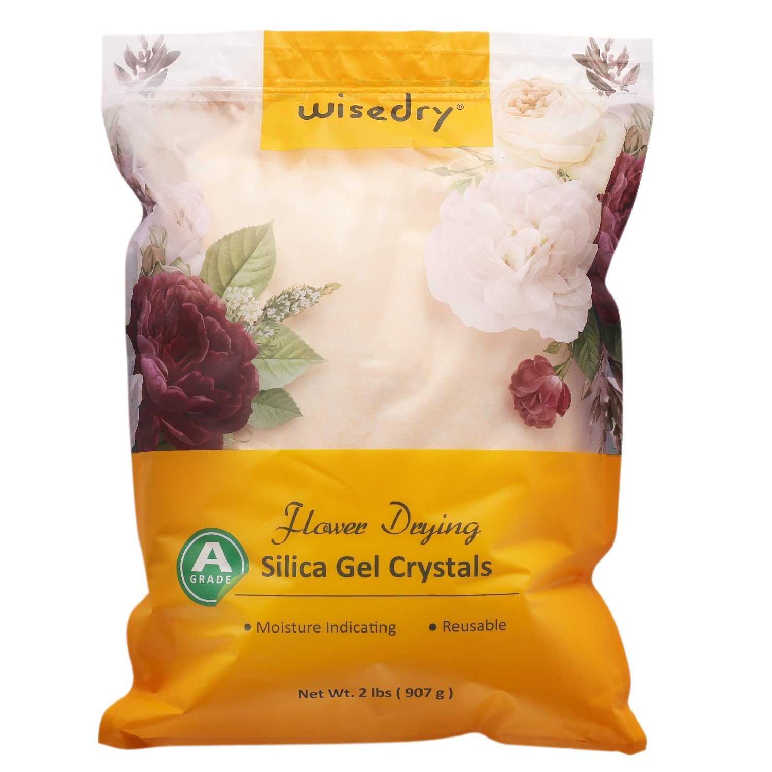 Silica Gel for Drying Flowers 2 LBS (0.9KG), Fine Crystals < 1mm, Color Indicating Desiccant, Reusable Silica Sand