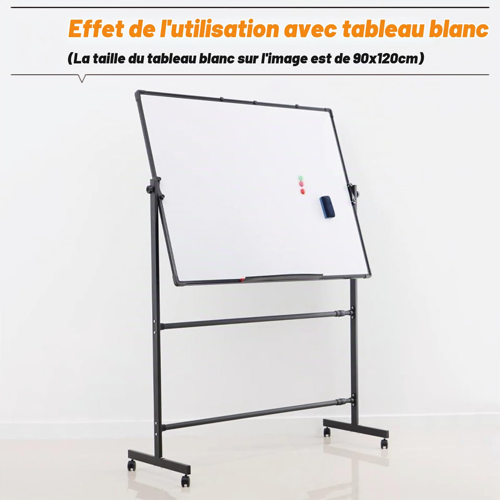 Support de Tableau effaçable à Sec Mobile Universel-Noir, chevalet en métal Portable sur Roues pour Tableau Blanc, Tableau Noir, Tableau Blanc interactif