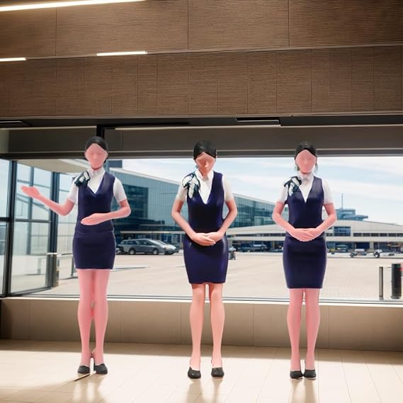 Miniature Figures Model,1/18 1/24 1/43 1/64 1/87 Scale 3pcs Flight Attendant Tiny People Figurine Resion Simulation Diorama Figure Scene Props for Decoration Collection Cars Vehicle (1/18 Scale)