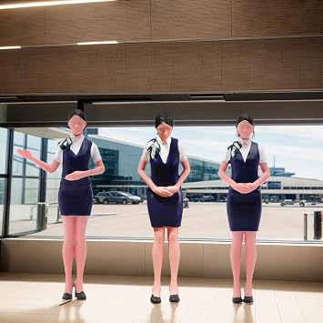 Miniature Figures Model,1/18 1/24 1/43 1/64 1/87 Scale 3pcs Flight Attendant Tiny People Figurine Resion Simulation Diorama Figure Scene Props for Decoration Collection Cars Vehicle (1/18 Scale)