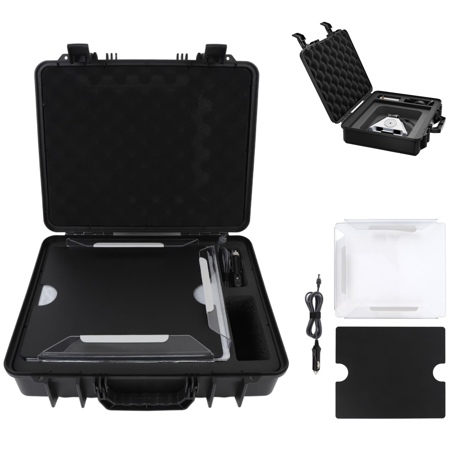Hard Case for Mini Dish Kit, Travel Case with DC Car Charger Cable, Satellite Carrying Bag, Accessories Storage Case for Adapter, Power Cables