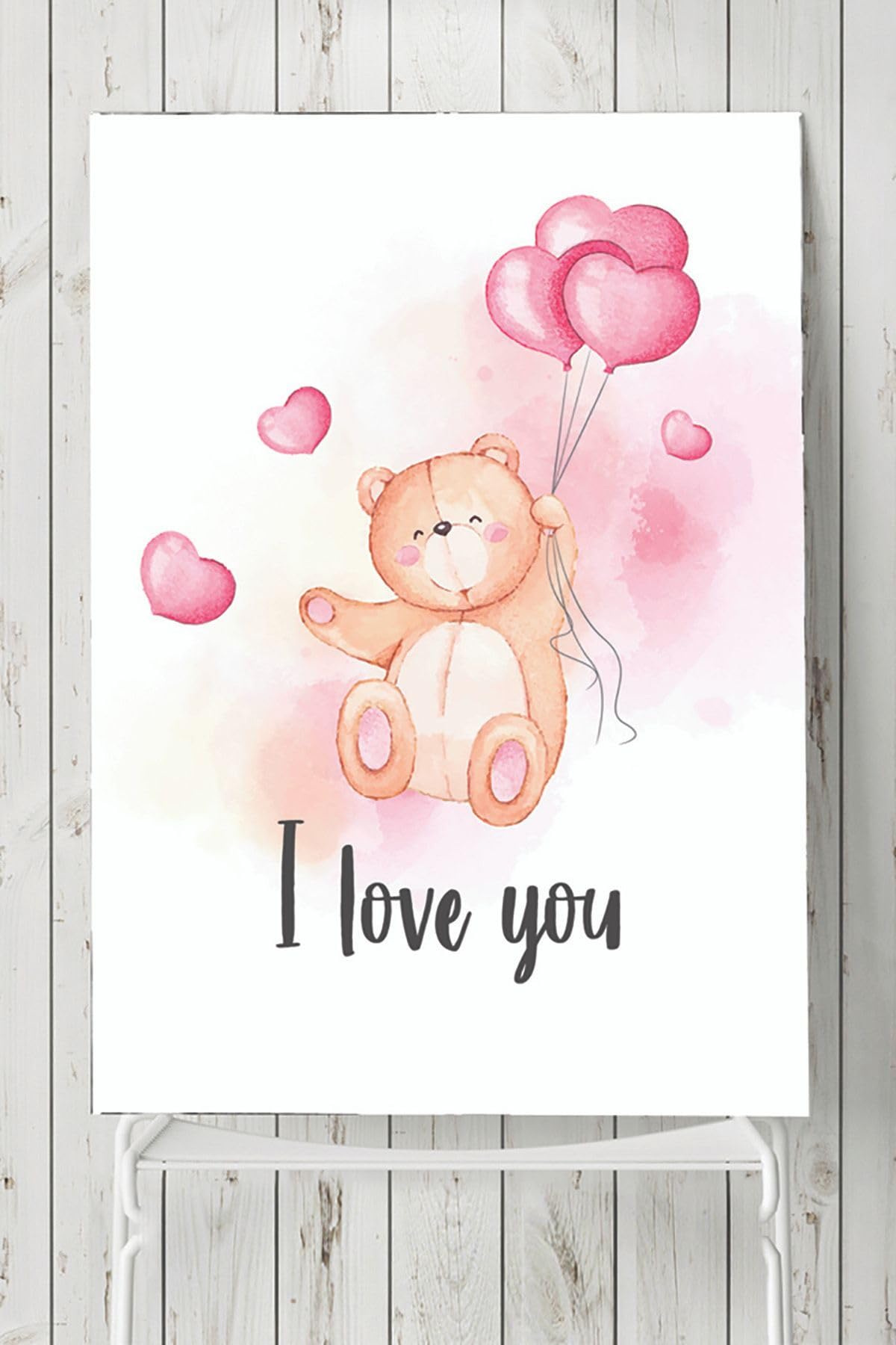 Postermanya (pster3058) Pembe Ayıcık Çocuk Odası Poster 40x60cm