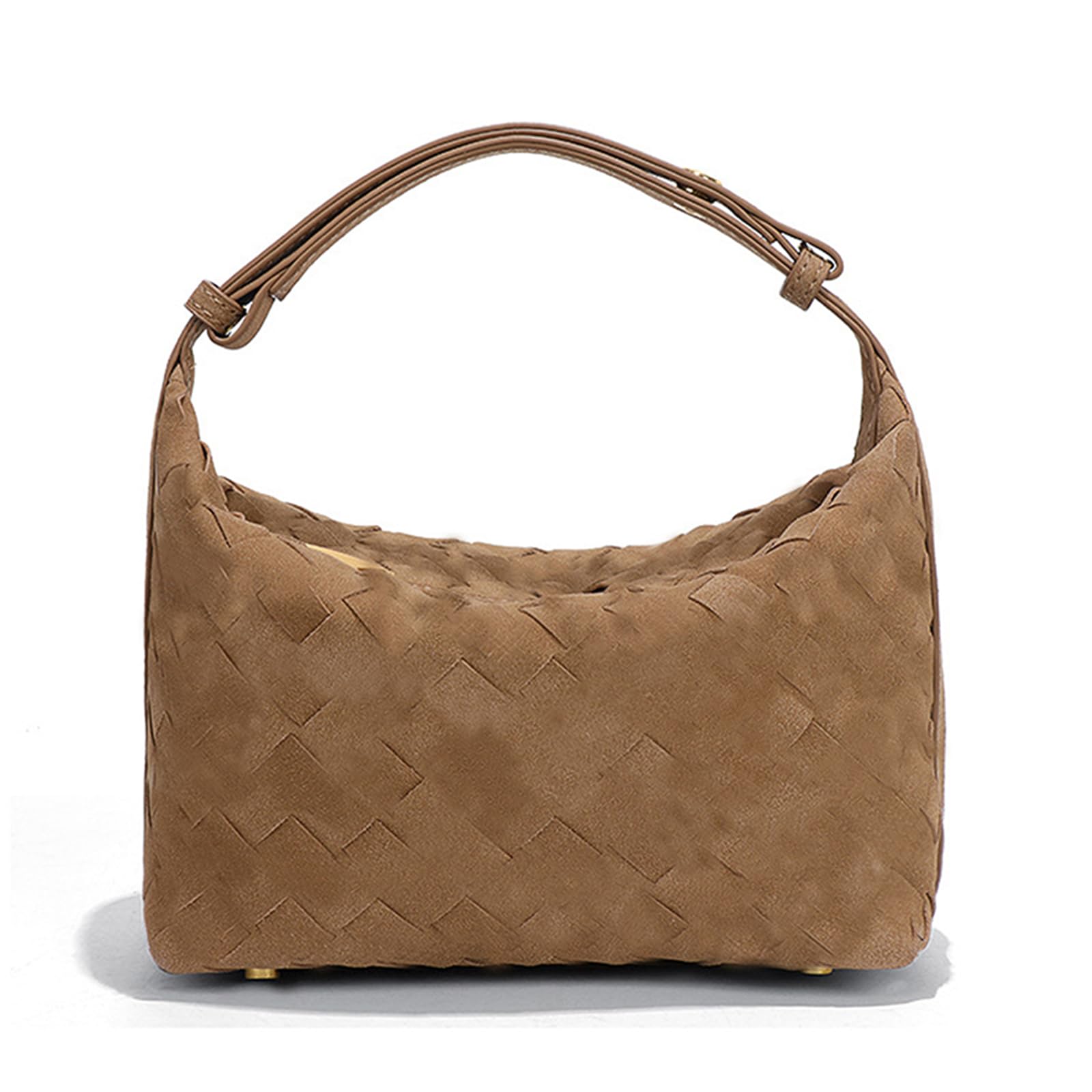 Luxurious Suede Hobo Bag - Women's Woven Leather Shoulder Bag with Spacious Interior