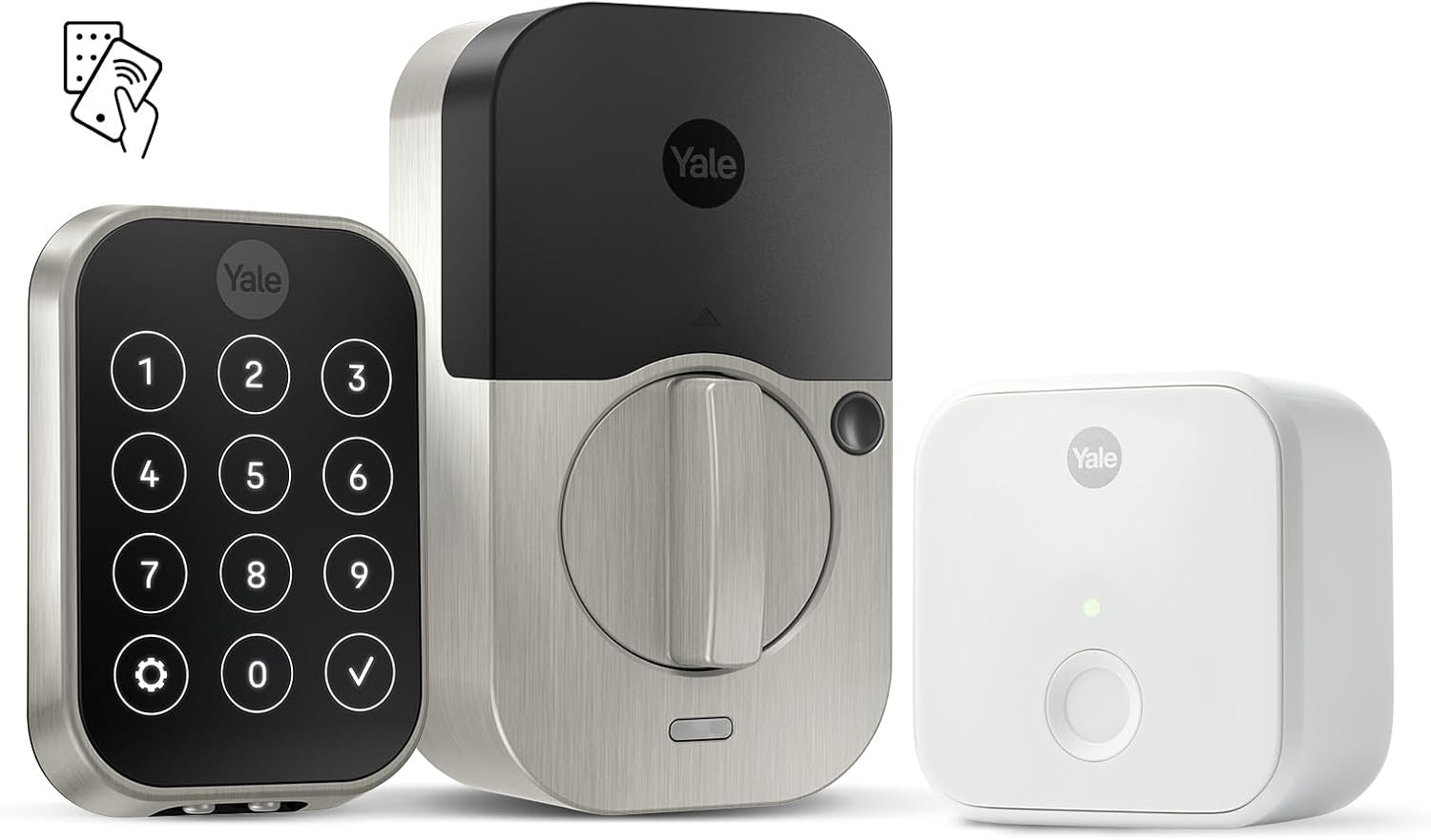 Yale Assure Lock 2 Plus Apple Home Keys, Satin Nickel Keyless Entry Door Lock with Wi-Fi Connected Touchscreen Keypad for Code Entry, YRD450-N-CB1-619