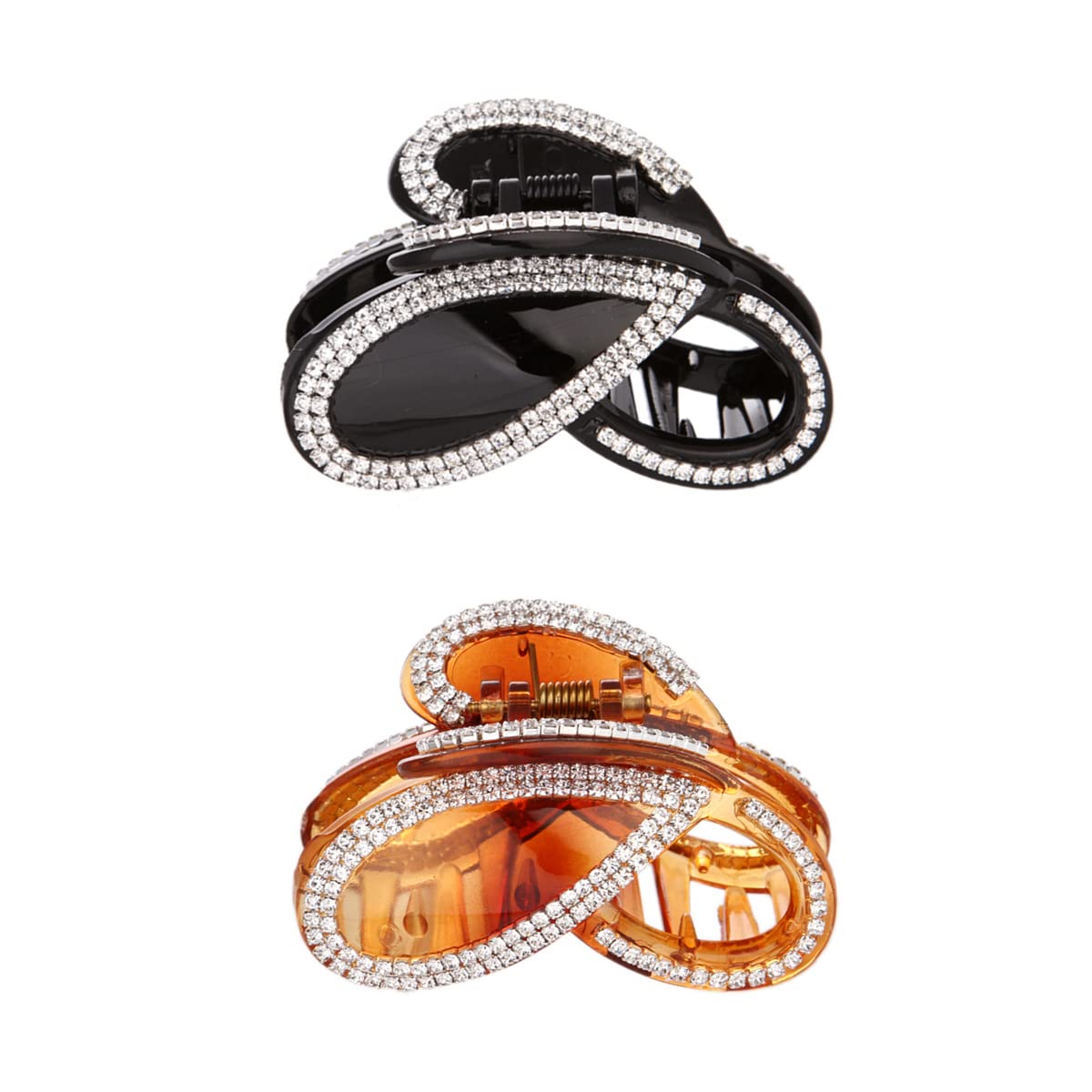 Ruihfas 2 Pcs Korean Stylish Hair Jaw Clip Hair Claw Crystal Rhinestone Hair Gripper for Women Hair Accessories