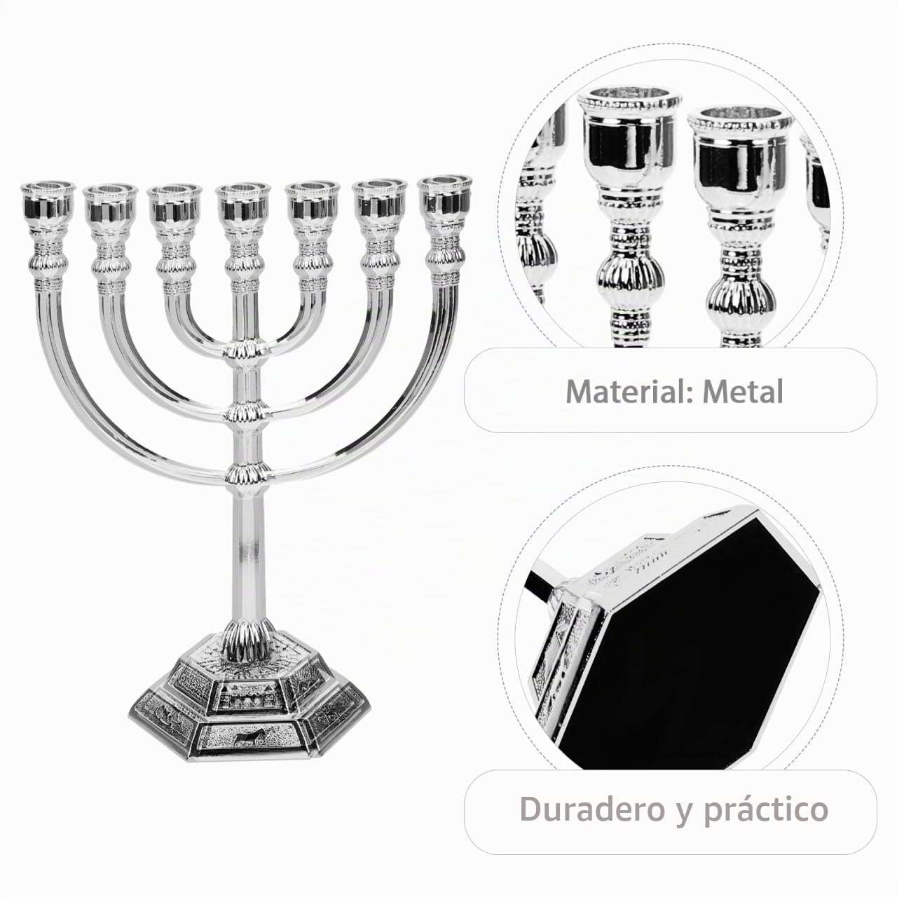STOBAZA Menorá De 7 Brazos Candelabro De Mesa Retro para Decoración del Hogar Ornamento De Candelabros De Hoyos Ideal para Cena a La Luz De Las Velas Fiestas Bodas Y Navidad