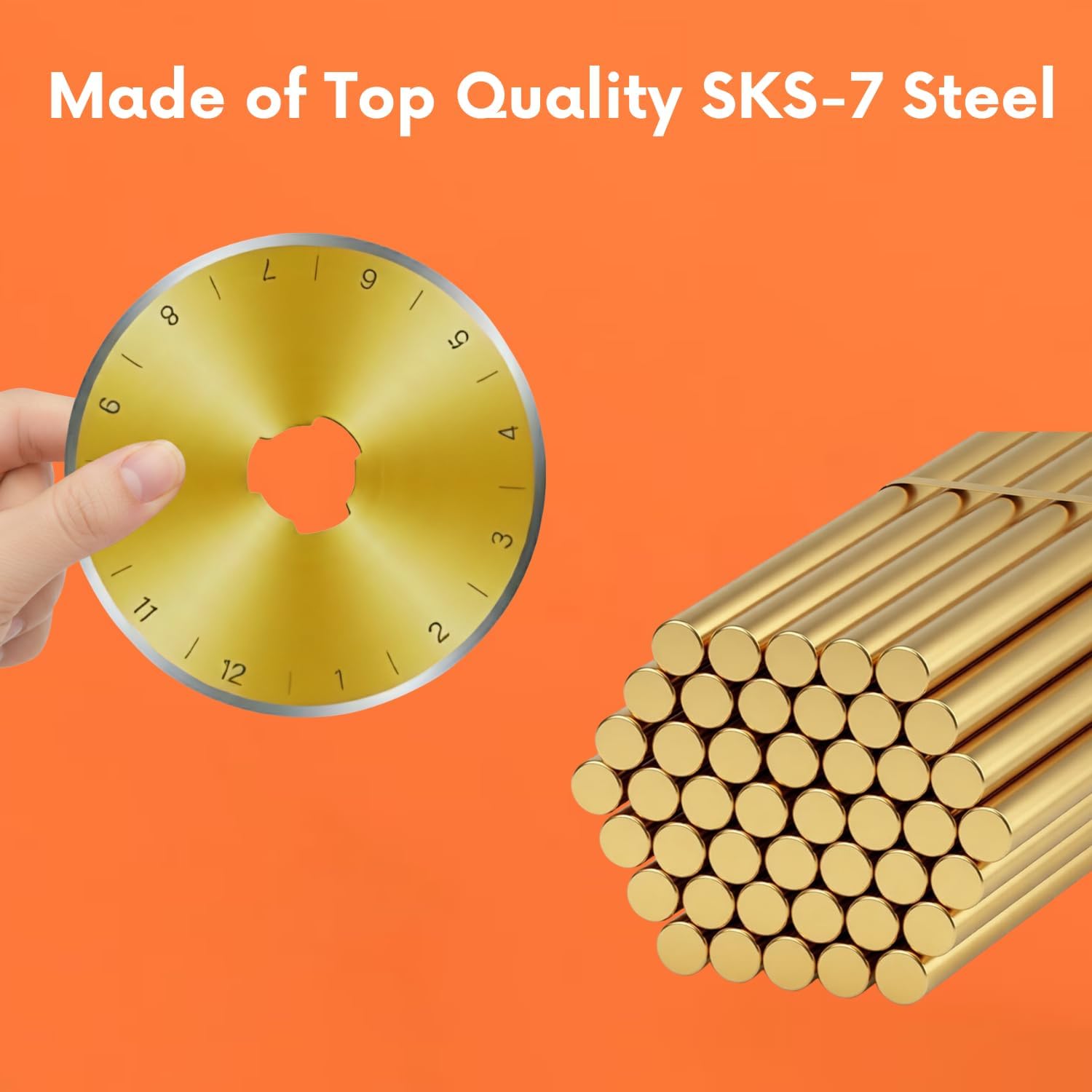 SKS-7 Titanium Coated 40 Packs 45mm Rotary Cutter Blades Replacement Compatible with Olfa, Fiskar, Martelli, Truecut Cutter Patchwork Tool, Perfect for Cuts Fabric, Sewing, Leather and Paper